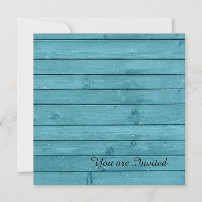 Convites Rustic Teal Wood Birthday (Frente)