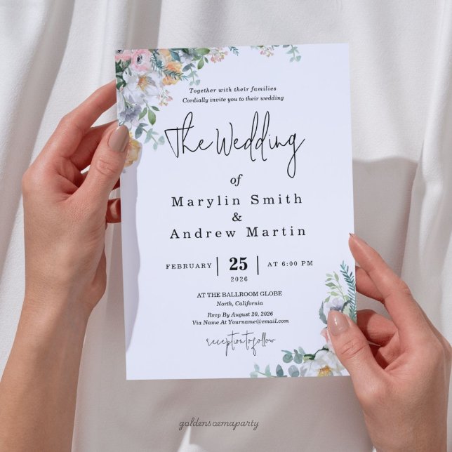 Convites Rustic Terracotta and Orange Autumn Floral wedding (Rustic Terracotta and Orange Autumn Floral wedding Invitation)