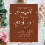 Convites Rustic Terracotta Burnt Orange Modern Wedn<br><div class="desc">Rustic Terracotta Burnt Orange Calliografia Convites de casamento</div>