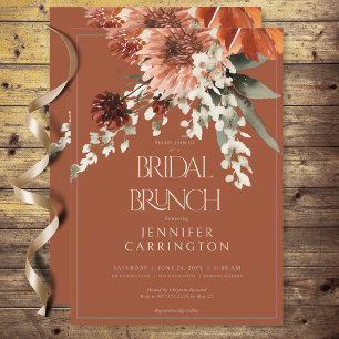 Convites Rustic Terracotta Rust Flores Brunch Nupcial
