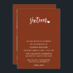 Convites Rustic Terracotta Script Sweet 16 Aniversário Foto<br><div class="desc">Rustic Terracotta Simple Minimalist Script Sweet 16 Aniversário Foto Convite</div>