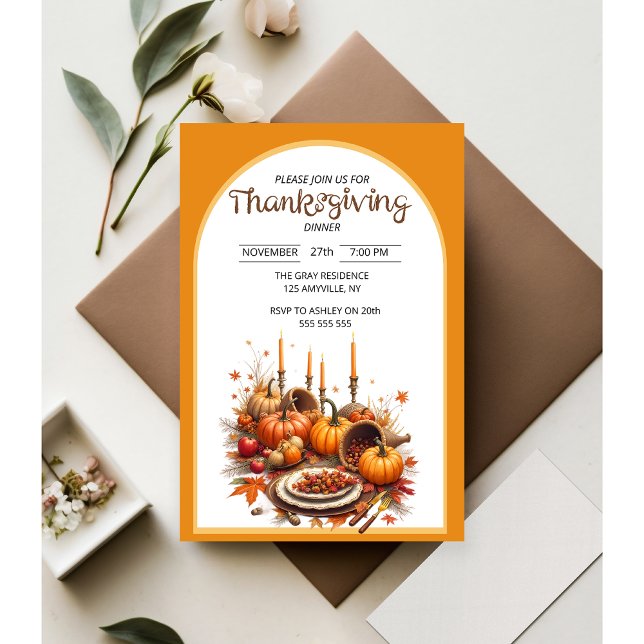 Convites Rustic Thanksgiving Dinner (Criador carregado)