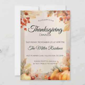 Convites Rustic Thanksgiving Dinner Invitation
