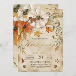Convites Rustic Thanksgiving Dinner Pumpkin Invitation