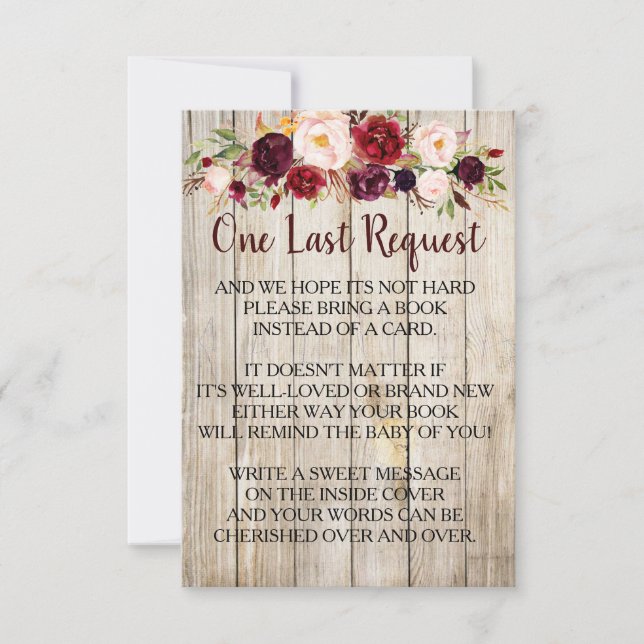 Convites Rustic Traga um livro em vez de Chá de fraldas de  (Frente)