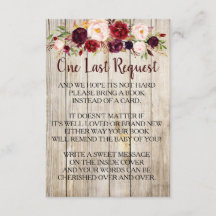 Rustic Traga um livro em vez de Chá de fraldas de