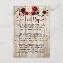 Convites Rustic Traga um livro em vez de Chá de fraldas de 