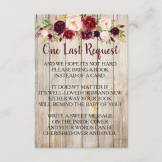 Convites Rustic Traga um livro em vez de Chá de fraldas de