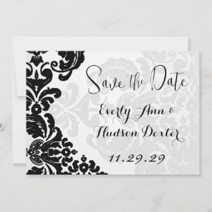 Convites Rustic Vintage Black Casamento tema damasco Save t