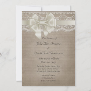 Convites Rustic Vintage Burlap & Lace Weds