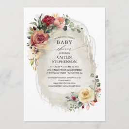 Convites Rustic Vintage Floral Baby Shower Invtions