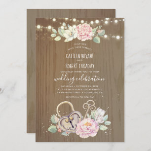 Convites Rustic Vintage Key e Lock Wedk