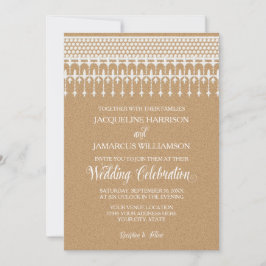 Convites Rustic Vintage Lace Kraft - Tipografia de Script d