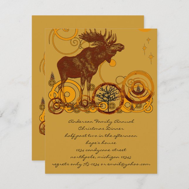 Convites Rustic Vintage Moose Natal (Frente/Verso)