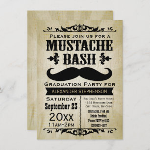 Convites Rustic Vintage Mustache Bash Festa de formatura