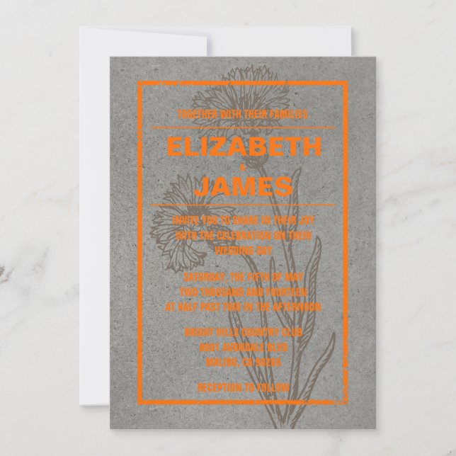 Convites Rustic Vintage Orange Casamento (Frente)