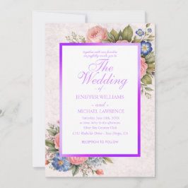 Convites Rustic Vintage Personalized Floral Rose Design