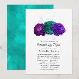 Convites Rustic Violet and Turquoise Floral Chá por Mail