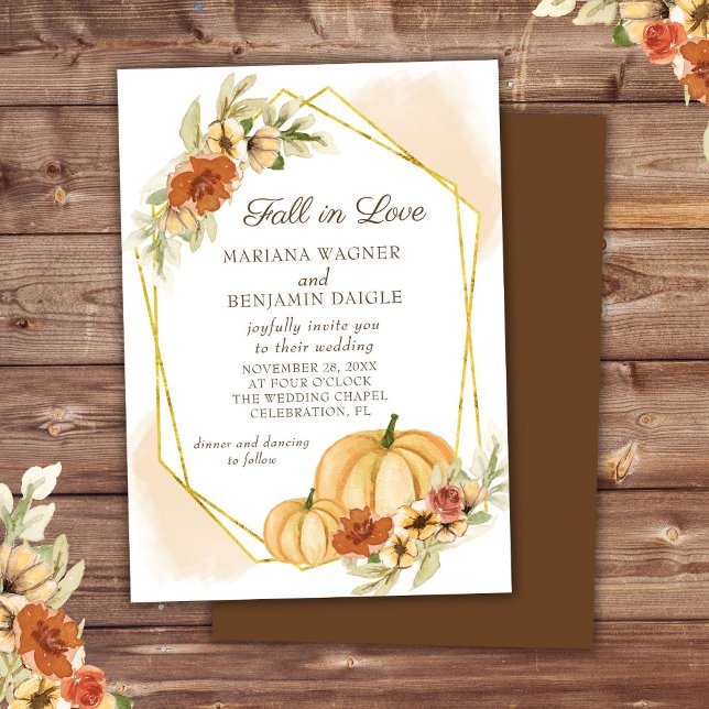 Convites Rustic Watercolor Call in Love Pumpkin Weding Inv (Criador carregado)