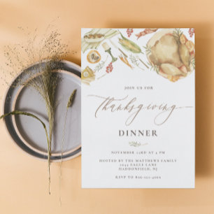 Convites Rustic Watercolor Call Turquia Janta de Ação de Gr