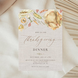 Convites Rustic Watercolor Call Turquia Janta de Ação de Gr