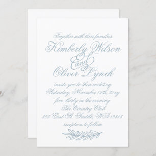 Convites Rustic Watercolor Dusty Blue Nature Leafy Casament