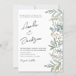 Convites Rustic Watercolor Eucalypõe Greenery Wedding Invi