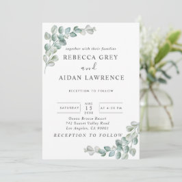 Convites Rustic Watercolor Eucalyptus Greenery Wedding