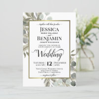 Rustic Watercolor Eucalyptus & Pine Casamento no i