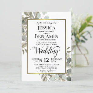 Convites Rustic Watercolor Eucalyptus & Pine Casamento no i