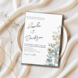 Convites Rustic Watercolor Eucalyputs Greenery Weding