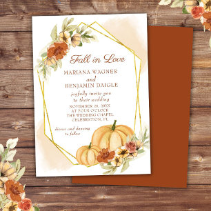 Convites Rustic Watercolor Fall in Love Pumpkin Weds
