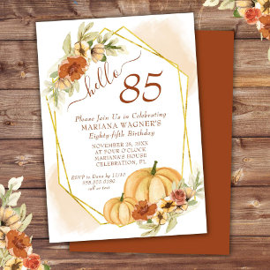 Convites Rustic Watercolor Fall Pumpkin 85ª Festa de anive