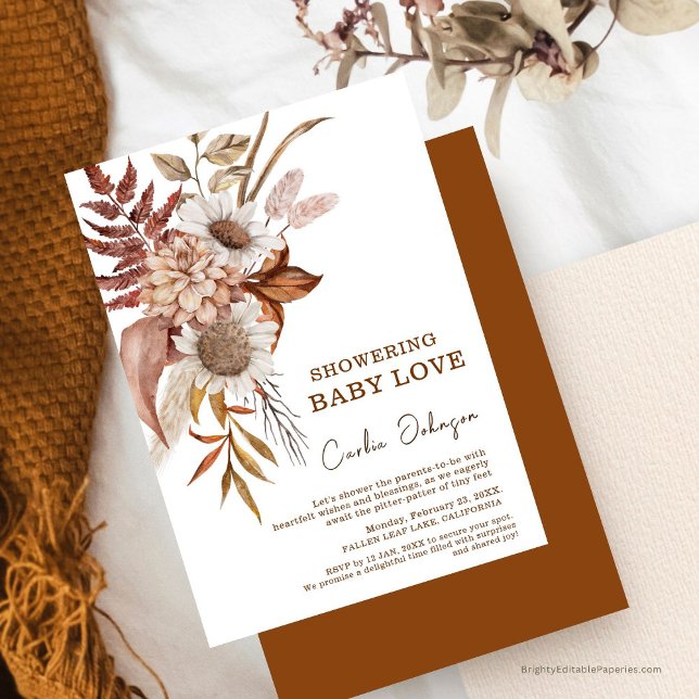 Convites Rustic Watercolor Floral Baby Shower Invants (Charming floral invites! 🌼 #BabyShower #RusticFloral)