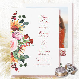 Convites Rustic Watercolor Floral Save the Date Wedding