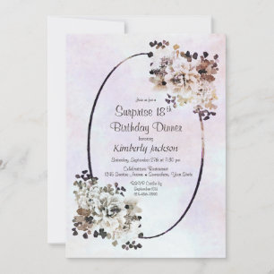 Convites Rustic Watercolor Floral Surpresa 18º Aniversário