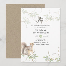 Convites Rustic Watercolor Forest Bridesmaids Luncheids