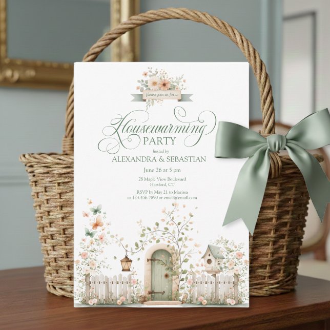 Convites Rustic Watercolor Housewarming Party Invitation (personalized floral rustic cottage housewarming party invitation with script calligraphy)