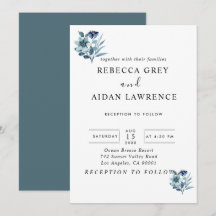 Rustic Watercolor Illustration Blue Floral Bouquet