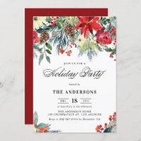 Rustic Watercolor Poinsettia Garland Foliday Party