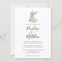 Rustic Watercolor Sasonal Floral Ice Skating