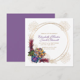 Convites Rustic Watercolor Succulent, Casamento de lavandas