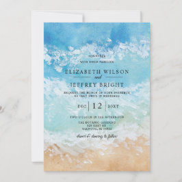 Convites Rustic Watercolor Summer Sea Beach Weding