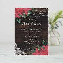 Rustic Watercolor Winter Poinsettia Sweet Sessenta