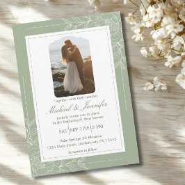 Convites Rustic Wedding Sage Green and White Modern