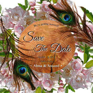Convites Rustic Wedding Salvar data design de madeira natur