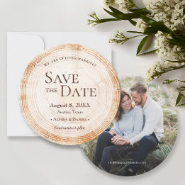 Convites Rustic Wedding Salve a data foto de Wood Tree Lati