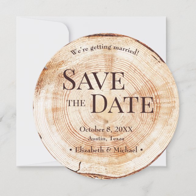 Convites Rustic Wedding Salve a foto da data Wood Barn Invi (Frente)