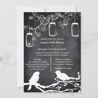 Convites Rustic Weding Mason Jar Chalkboard Lovebird
