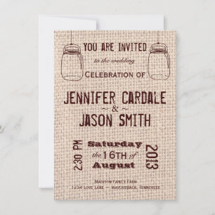 Convites Rustic Wedings Invtions Mason Jars Burlap Impress